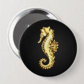 Badge Rond 10 Cm Hippocampe Polygonal Or (Devant & derrière)