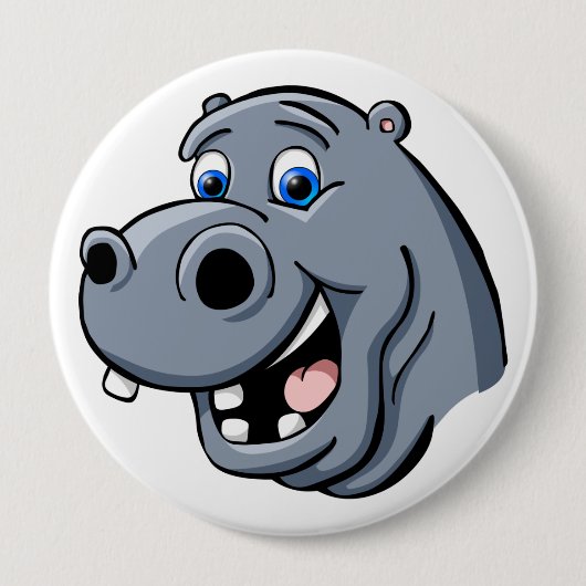 Badge Rond 10 Cm Hippopotame de bande dessinée (Devant)