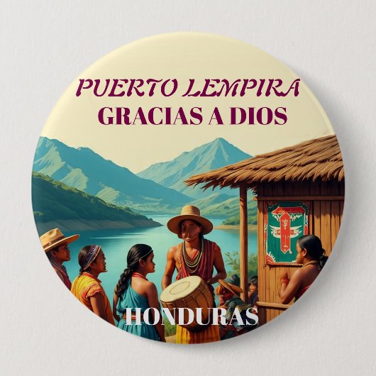 Badge Rond 10 Cm  Honduras Puerto LEMPIRA Retro poster (Devant)