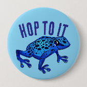 Badge Rond 10 Cm Hop To It Blue Frog (Devant)