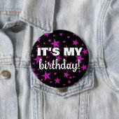 Badge Rond 10 Cm Hot rose Parties scintillant Stars Confetti C'est  (En situation)