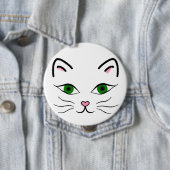 Badge Rond 10 Cm Huge 4 Inch Round Button - Kitty Face (En situation)
