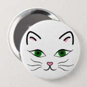 Badge Rond 10 Cm Huge 4 Inch Round Button - Kitty Face (Devant & derrière)