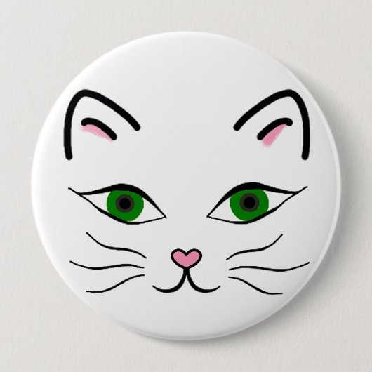 Badge Rond 10 Cm Huge 4 Inch Round Button - Kitty Face (Devant)
