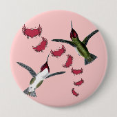 Badge Rond 10 Cm Humming Birds Grunge Hearts with Wings (Devant)