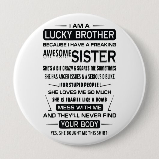 Badge Rond 10 Cm I. A. Lucky Brother Christmas (Devant)