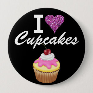Badge Rond 10 Cm I Love Cupcakes - SRF
