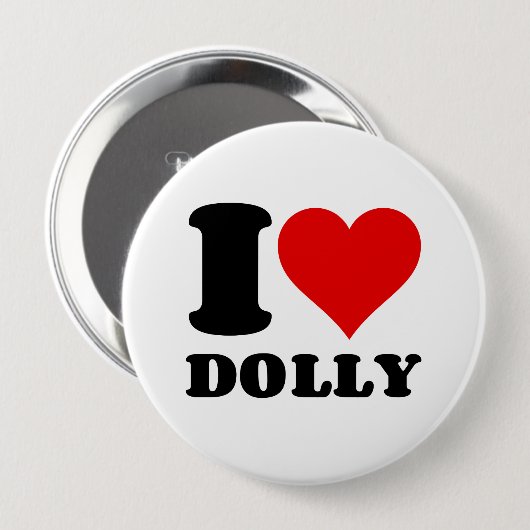 BADGE ROND 10 CM I LOVE DOLLY (Devant & derrière)