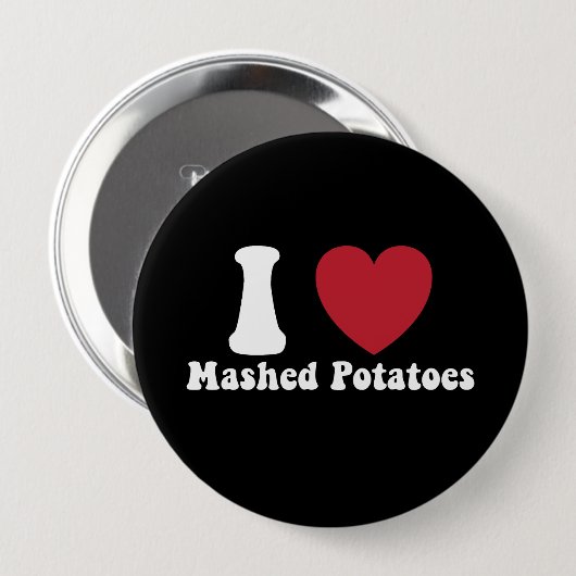 Badge Rond 10 Cm I Love Mashed Potatoes Thanksgiving Diner Cadeau (Devant & derrière)