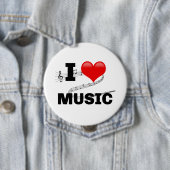 Badge Rond 10 Cm I Love Music, popular design (En situation)