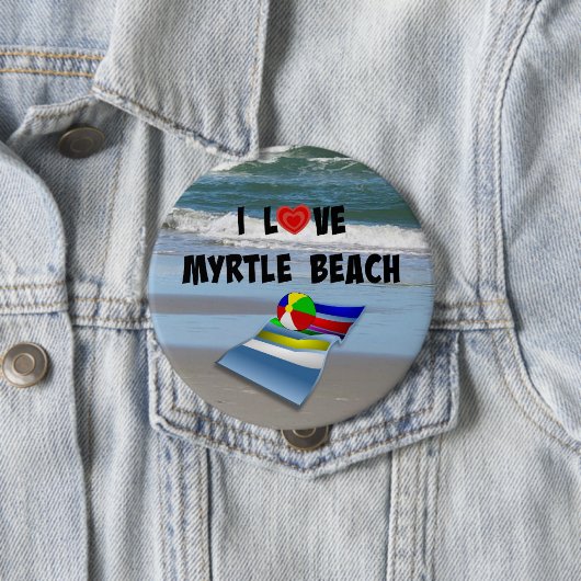 Badge Rond 10 Cm I Love Myrtle Beach (En situation)