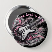 Badge Rond 10 Cm I Love Rock N Roll Electric Guitar Personalized (Devant & derrière)