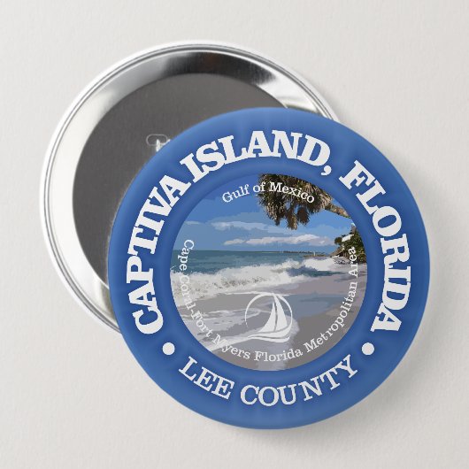 Badge Rond 10 Cm Île Captiva (C) (Devant & derrière)