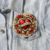 Badge Rond 10 Cm Illustration décorative Heureuse Sainte-Valentin (En situation)