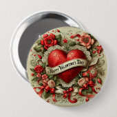 Badge Rond 10 Cm Illustration décorative Heureuse Sainte-Valentin (Devant & derrière)