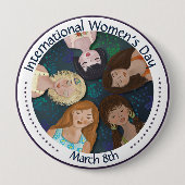Badge Rond 10 Cm Illustration des femmes Célébrer la diversité IWD (Devant)