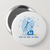 Badge Rond 10 Cm Illustration d'intelligence artificielle bleu mode (Devant & derrière)