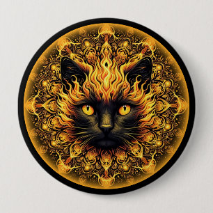 Badge Rond 10 Cm Inferno Kitty Mandala