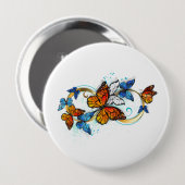 Badge Rond 10 Cm Infinité de papillons monarques (Devant & derrière)