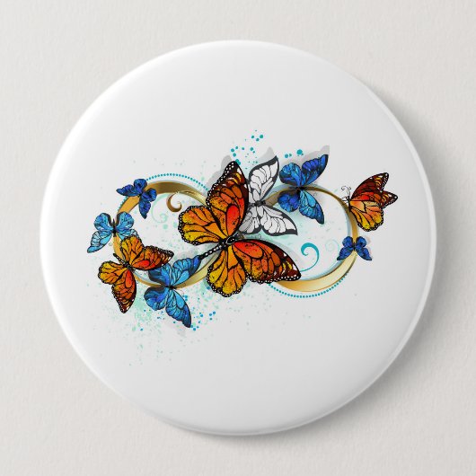 Badge Rond 10 Cm Infinité de papillons monarques (Devant)
