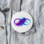 Badge Rond 10 Cm Infinity with purple feather (En situation)