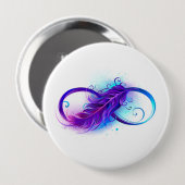 Badge Rond 10 Cm Infinity with purple feather (Devant & derrière)
