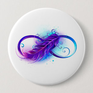 Badge Rond 10 Cm Infinity with purple feather