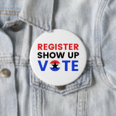 Badge Rond 10 Cm Inscrivez-vous Montrer Vote 2024 USA Election Vote (En situation)