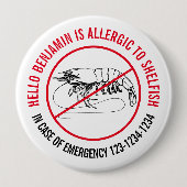 Badge Rond 10 Cm Insigne d'allergie aux mollusques (Devant)