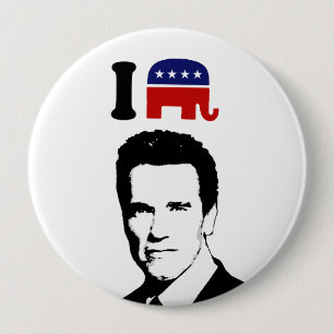 Badge Rond 10 Cm J'aime Arnold Schwarzenegger 1