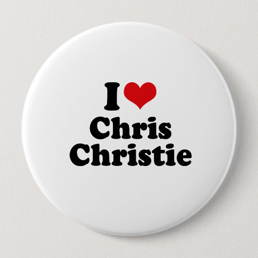 BADGE ROND 10 CM J'AIME CHRIS CHRISTIE (Devant)