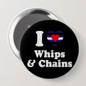 Badge Rond 10 Cm J'aime des fouets et des chaînes - (Devant & derrière)