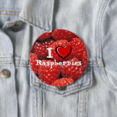 Badge Rond 10 Cm J'aime des framboises (En situation)