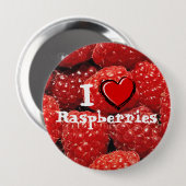 Badge Rond 10 Cm J'aime des framboises (Devant & derrière)