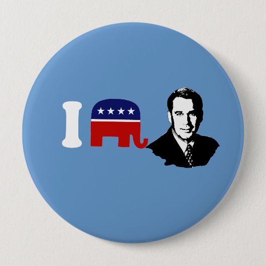 Badge Rond 10 Cm J'aime John Boehner (Devant)