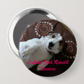 Badge Rond 10 Cm J'aime le bouton de terriers de Jack Russell (Devant & derrière)