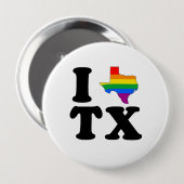 BADGE ROND 10 CM J'AIME LE TEXAS GAI (Devant & derrière)