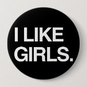 BADGE ROND 10 CM J'AIME LES FILLES (Devant)