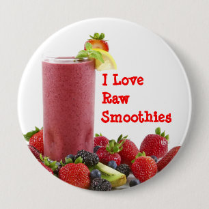 Badge Rond 10 Cm J'aime les smoothies crus