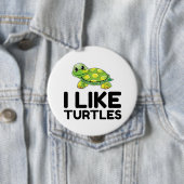 Badge Rond 10 Cm J'Aime Les Tortues (En situation)