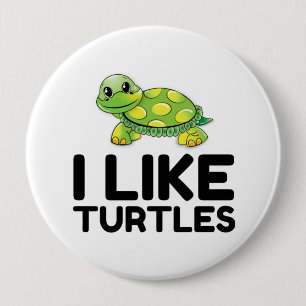 Badge Rond 10 Cm J'Aime Les Tortues