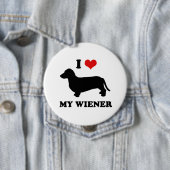 Badge Rond 10 Cm J'aime ma saucisse (En situation)