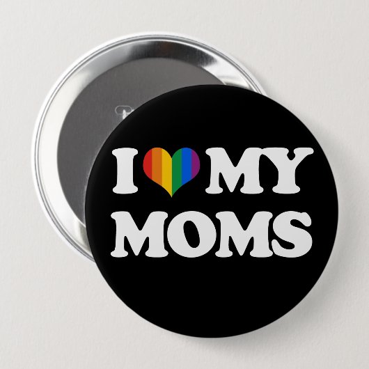 BADGE ROND 10 CM J'AIME MES MAMANS - (Devant & derrière)