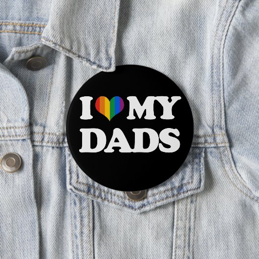 Badge Rond 10 Cm J'aime mes papas - (En situation)