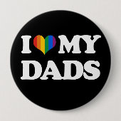 Badge Rond 10 Cm J'aime mes papas - (Devant)