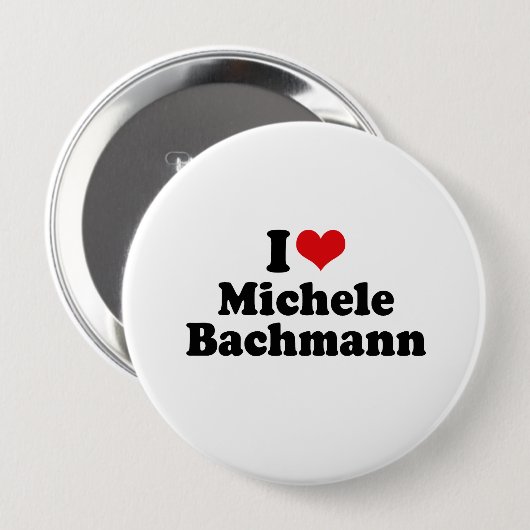 BADGE ROND 10 CM J'AIME MICHELE BACHMANN (Devant & derrière)