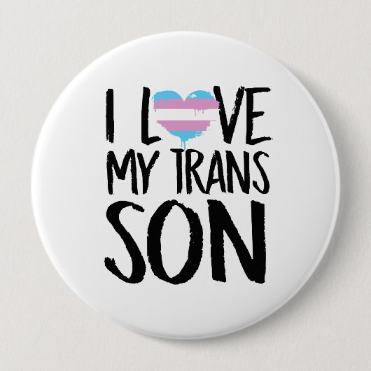 Badge Rond 10 Cm J'aime mon fils de transport (Devant)