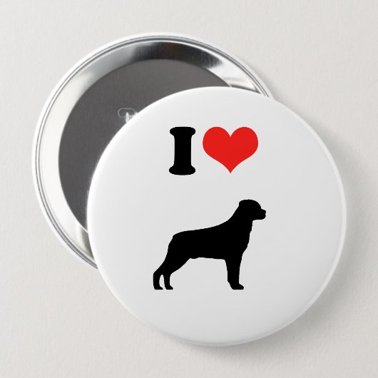 Badge Rond 10 Cm J'aime Rotweiler (Devant & derrière)