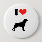Badge Rond 10 Cm J'aime Rotweiler (Devant)