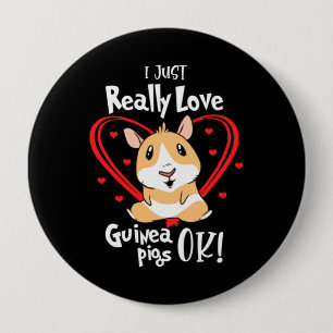 Badge Rond 10 Cm J'Aime Vraiment Les Cochons De Guinée